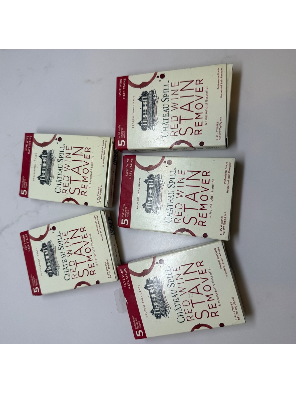 Château Spill Red Wine Stain Remover Wipes - 5 Individually Wrapped Wipes